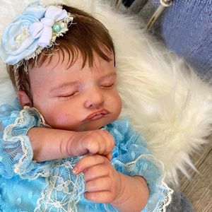 Dockor 18 tum Rosalie Reborn slutade Sleeping Bebe Soft Vinyl Lifelike Doll for Children S Toy Bebes 230508