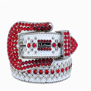 BB Simone Belts Designer BB Simon Belt Herren für Frauen glänzend Diamonds schwarz auf blau weißem Multikolen mit Bling -Strass 310