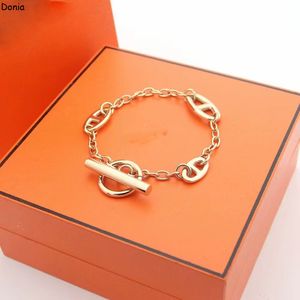 Donia luxury bangle exaggerated pig nose smooth titanium steel European and American fashion designer bracelet