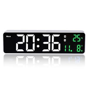 Desk Table Clocks Rechargeable digital LED alarm clock. Home decoration wall calendar clock with temperature thermometer. Sound control backlight 230508