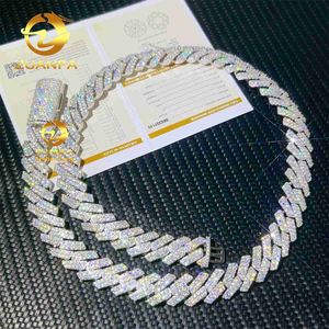 Partihandel 13mm Real Gold Plating Trendy 925 Silver Necklace Moissanite Cuban Link Chain Hip Hop Jewelry Iced Out Cuban Chain