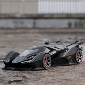 Diecast Model 1 24 V12 Vision GT Gran Turismo Lega Concept Modello di auto sportiva Fonde sotto pressione Metallo Simulazione Giocattolo Modello di auto Suono e luce Regalo per bambini 230509