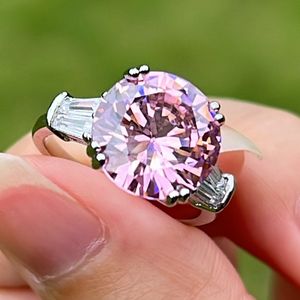 Choucong Brand Wedding Ring Luxury Jewelry 925 Sterling Silver Round Cut Pink Topaz CZ Diamond Gemstones Party Women Eternity Engagement Bridal Ring Gift