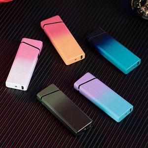Cool Smoking Gradient Colorful Lighter Zinc Alloy Double ARC Windproof USB Cyclic Charging Portable Innovative Power Display Herb Cigarette Tobacco Holder DHL