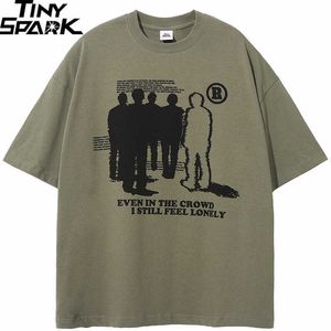 Erkekler Tişörtler Erkekler Hip Hop Sokak Giyim Yalnız Gölge Grafik T-shirt 2023 Harajuku Tshirt Yaz Pamuk Tişört Kısa Kol Siyah Beyaz Yeşil J230509