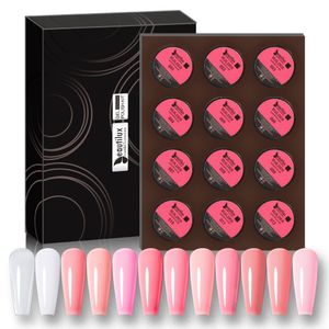 False Nails Beautilux Hard Building Nail Gel Kit 12pcs UV LED Clear Pink Camouflage Set Soak Off Self Levelling Art Design 230509