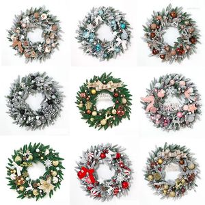 Decorative Flowers Gangheng 20/24 Inches Pre-Lit Artificial Christmas Wreath Crestwood Spruce White Lights With Pine Cones Berry Clusters