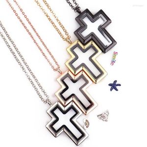 Charms 1pc Good Quality Cross Glass Locket Magnetic Open Pendant Necklace