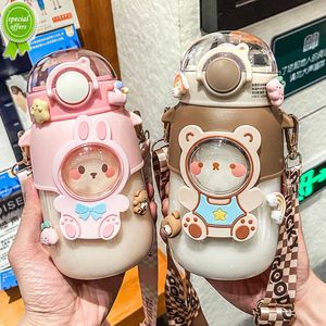 700ml Kids Water Bottle for School Boys Girl Cup With Straw BPA Free Cute Cartoon Leakproof Mug Portable Travel Drinking Tumbler