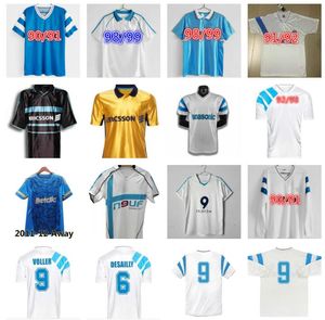 Marsiglias Maillot de Foot Drogba L.Blanc Retro Soccer Jersey 1990 1991 1992 1993 1998 1999 2000 2003 2004 2005 Shirt da calcio vintage Pires Boli Papery