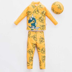 Çocuk Mayo UNISEX UPF50 DINOSAUR MİYE KADINLAR MİA 2-10 İV ANTI-İV gündelik plaj takım elbise P230509