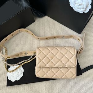 22P Kadın Kemeri Fany Paket Çantalar Kozmetik Kılıf Vanity Büst Pockage Altın Metal Donanım Zinciri 4 Renkler Lüks Tasarımcı Crossbody Omuz Çantaları Seçebilir 13x4x9.5cm