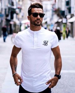 T-shirts masculinos Novos homens marca moda Summer Sik Silk Men casual Hip Hop Botão de corte irregular de mangas curtas Camiseta preta branca j230509
