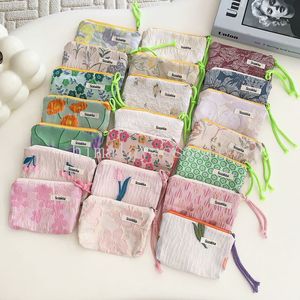 Mini trousse per cosmetici Portamonete da donna Portamonete con pochette floreale carino Borsa per rossetto Portafoglio per donna Borsa da viaggio per trucchi in tela