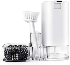 Évier de cuisine Organisateur de comptoir Ustensiles de nettoyage multifonctionnels Dispensateur de savon-Dish