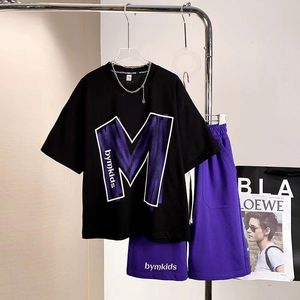 Sets Suits 2Pc Boys Clothes Summer Kids Letter T Shirt Top and Shorts Sport Casual Outfits Teenage Boy Gradient Color Loungewear 230508