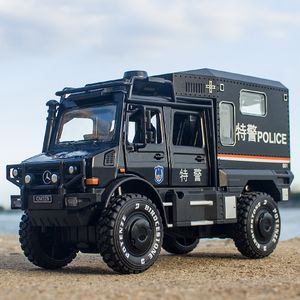 Литая под давлением модель 1/28 UNIMOG U4000 Motorhome Модель автомобиля из сплава Литье под давлением Металлическая игрушка Внедорожник Модель автомобиля Моделирование Подарки для детей 230509