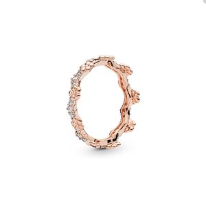 Anello impilabile con corona di fiori in oro rosa per Pandora Anelli di design per gioielli in argento sterling 925 per donne Regalo per sorelle Anello di diamanti in cristallo con cofanetto originale