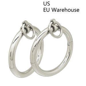 Charm Bracelets Polished shining stainless steel lockable wrist ankle cuffs bangle slave bracelet with removable O ring restraints set 230508