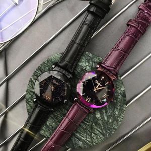 Wristwatches Cool Sexual Cold Wind Black Leather Strap Watches Women Vintage Roman Waterproof Watch Multi Faceted Flower Crystal Wrist