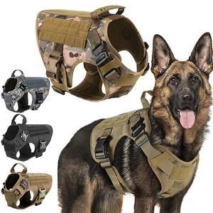 Bälten Taktisk hund Harness Militär husdjur German Shepherd K9 Pet Training Vest Dog Harness and Treh Set For Small Medium Large Dogs