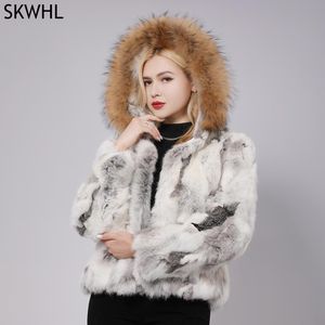 Fur Brand Hot Sale Women Genuine Real Rabbit Fur Coat Lady Winter Warm Real Rabbit Fur Jacket Natural Color Real Rabbit Fur Overcoat