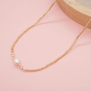 Pendant Necklaces YASTYT Factory Est Pearl Golden Miyuki Seed Beads Necklace Charming Design 15.6 Inch White