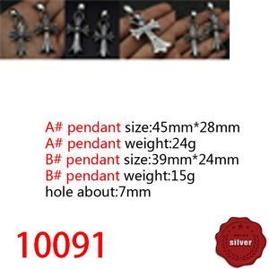 10091 Europejska i amerykańska biżuteria wisiorek S925 Srebrna moda Osobowość Punk Hip-Hop Cross Flowant Classic Jewelry