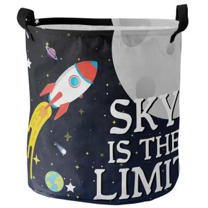 Organisation Space Universe Planet Rocket Starry Sky Dirty Tvättkorg Fällbar hemorganisatör Korgkläder Kids Toy Storage Basket