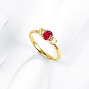 Кластерные кольца Fiy Natural 0,40CT Red Ruby Ring Diamonds Jewelry Anniversary Женщины для женских прекрасных подарков на День святого Валентина