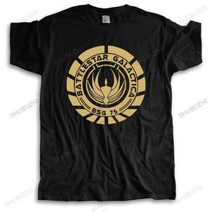 Erkek Tişörtleri Birçok Yaz Ekibi Boyun Pamuk T-Shirt Kısa Kollu Siyah Tees Battlestar Galactica BSG 75 SciFi Geldi Erkek Marka Teeshirt 230509