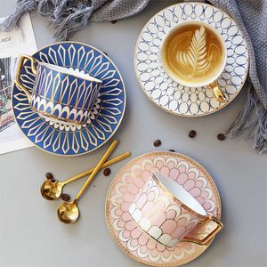 Coffee Tea Tools British Luxury Ceramic Coffee Cup European Small Coffee Cup And Saucer Set Home Afternoon Tea Exquisite Cup Spoon And Dish LB523 P230508 P230509