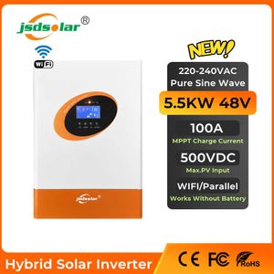 JSDSOLAR 5.5KWハイブリッドソーラーインバーター48V 5500W 220V MPPT 100A高速充電器純粋な正弦波太陽光発電システムホーム用WiFi