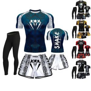 Koşu Setleri Erkek Sıkıştırma Sweatpants Gym Jogging Tayt Basketbol Şortları Brezilyalı Jiu Jitsu Rash Guard MMA Eğitim Seti 230509