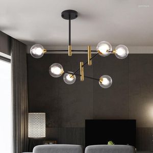 Chandeliers Nordic Glass Ball Bubbles Chandelier Iron Magic Bean G9 Hanging Lamp For Living Room Restaurant Bedroom Ceiling Pendant Lighting