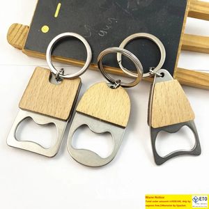 Portable Small Bottle Opener With Wood Handle Wine Beer Soda Glass Cap Bottle Opener Key Chain For Home Kitchen Bar LX4078