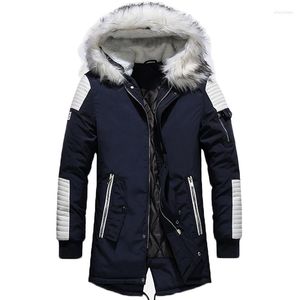 Men's Down Collar de peles Capuz Parkas Men Jackets de inverno