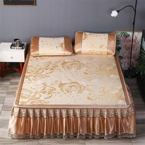 ベッドスカート厚いベッドスカートスカートホームテキスタイルベッド3PCS/SET1BEDスカート2PCSピローケースベッドシートキング/クイーンベッドスプレッドラグジュアリーF0533 230510