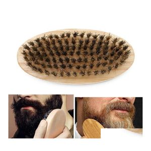 Pincéis javali cabelos barba barba dura redonda alça de madeira ferramenta antistática ferramenta de cabeleireiro para homens rh3069 entrega de gota ferramentas de jardim home ha dh8s7