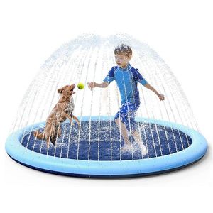 Mats 100/150/170 cm Pet Sprinkler Play Spela kylmatta för hundpool Uppblåsbar vattensprutmatta Summer Cool Dog Bathtub