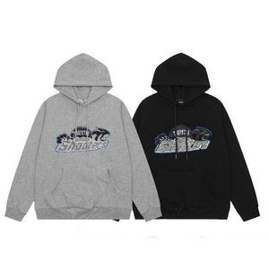 Дизайнерская одежда Мужские толстовки Спортивные костюмы Толстовки Trapstar Blue Grey Tiger Head Полотенце с вышивкой и бархатным свитером с капюшоном Hoodie Long Pants Guard Pants Set