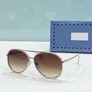 2023 women men high quality fashion sunglasses gold white thin metal frame light brown Gradient Color oval glasses available with box