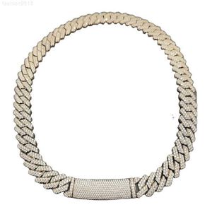 Hip Hop Herrenschmuck Halskette 10–12 mm Moissanit 925 Silber Diamant Miami Kette Ice Cuban Link Chain Prong Iced Out Cuban