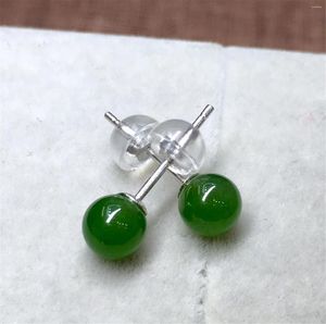 Dangle Earrings S925 With Certificate Sterling Silver Natural Chinese Hetian Green Jade Women