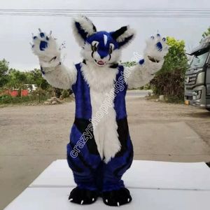 Erwachsene Größe Blau Weiß Fursuit Katze Maskottchen Kostüm Karneval Festival Werbung Party Kleid Halloween Geburtstag Party Anzug