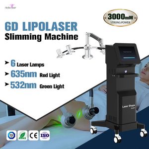 2023 Lipolaser Machine Fat Reduction Equipamento de beleza Lipo a laser 6D Dispositivo de lipolaser rejuvenescimento 3000mW