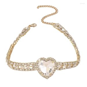 Choker Crystal Heart-Shaped Halsband för kvinnor Girl Luxury Tennis Chain Party Wedding Statement Fashion Jewelry