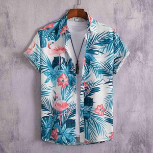 Мужские повседневные рубашки арт принт с коротким рукавом на гавайской пляжной ретро -стрит Хараджуку в стиле Y2K Y23