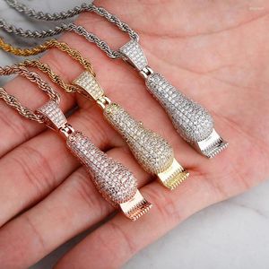 Ixrb Pendant Necklaces Hip Hop Razor Barber Iced Out Pendants for Men with Bling Micro Paved Cubic Zirconia Rapper Jewelry