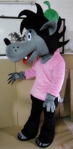Mascote fantasia de roupas rosa lobo mascote mascote fantasma Party Size adulto traje de fantasia